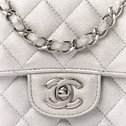 Chanel Metallic Lambskin Quilted Mini Square Flap Silver 9 of 11