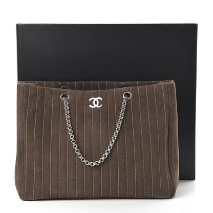 Chanel Suede Quilted Vertical Tote Brown 11 of 11