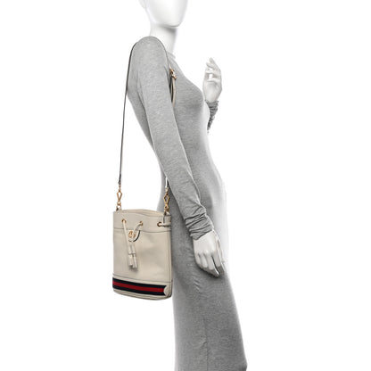 Gucci Glazed Textured Calfskin Web Small Ophidia Bucket Bag Mystic White 2 of 12