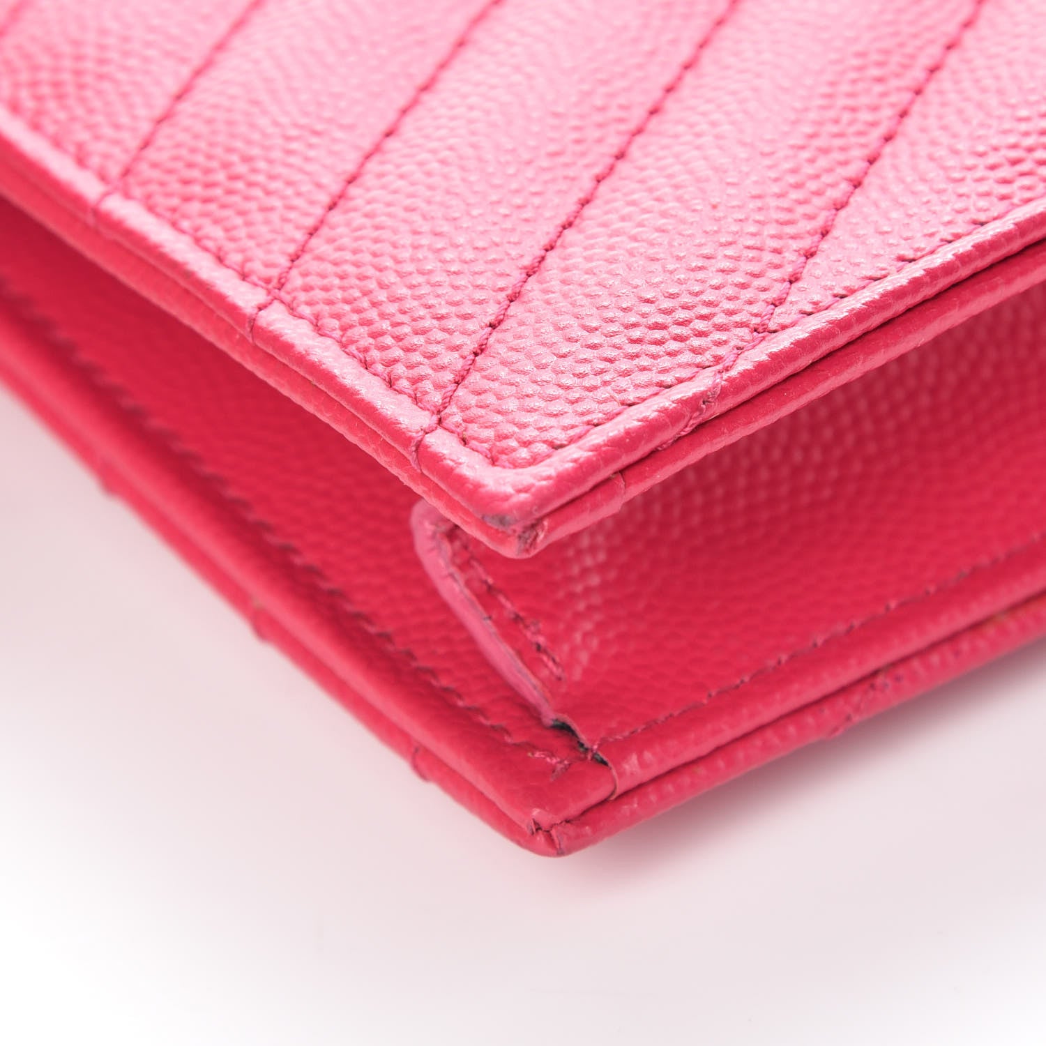 Saint Laurent Grain De Poudre Matelasse Chevron Monogram Envelope Chain Wallet Fresh Fuchsia 13 of 15