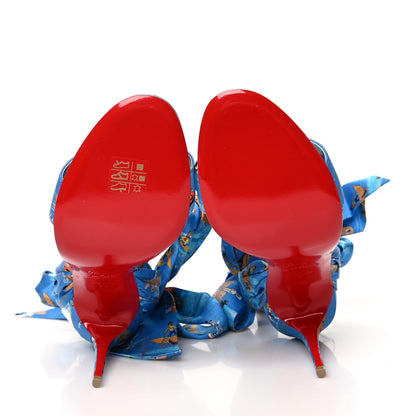 Christian Louboutin Crepe Satin Greekaba Du Desert 100 Sandal 39 Blue Multicolor 6 of 8