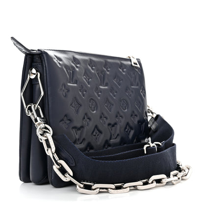 Louis Vuitton Lambskin Embossed Monogram Coussin PM Navy 3 of 9