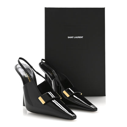 Saint Laurent Vernice Grupy Madame 115mm Slingback Pumps 37 Black 9 of 9