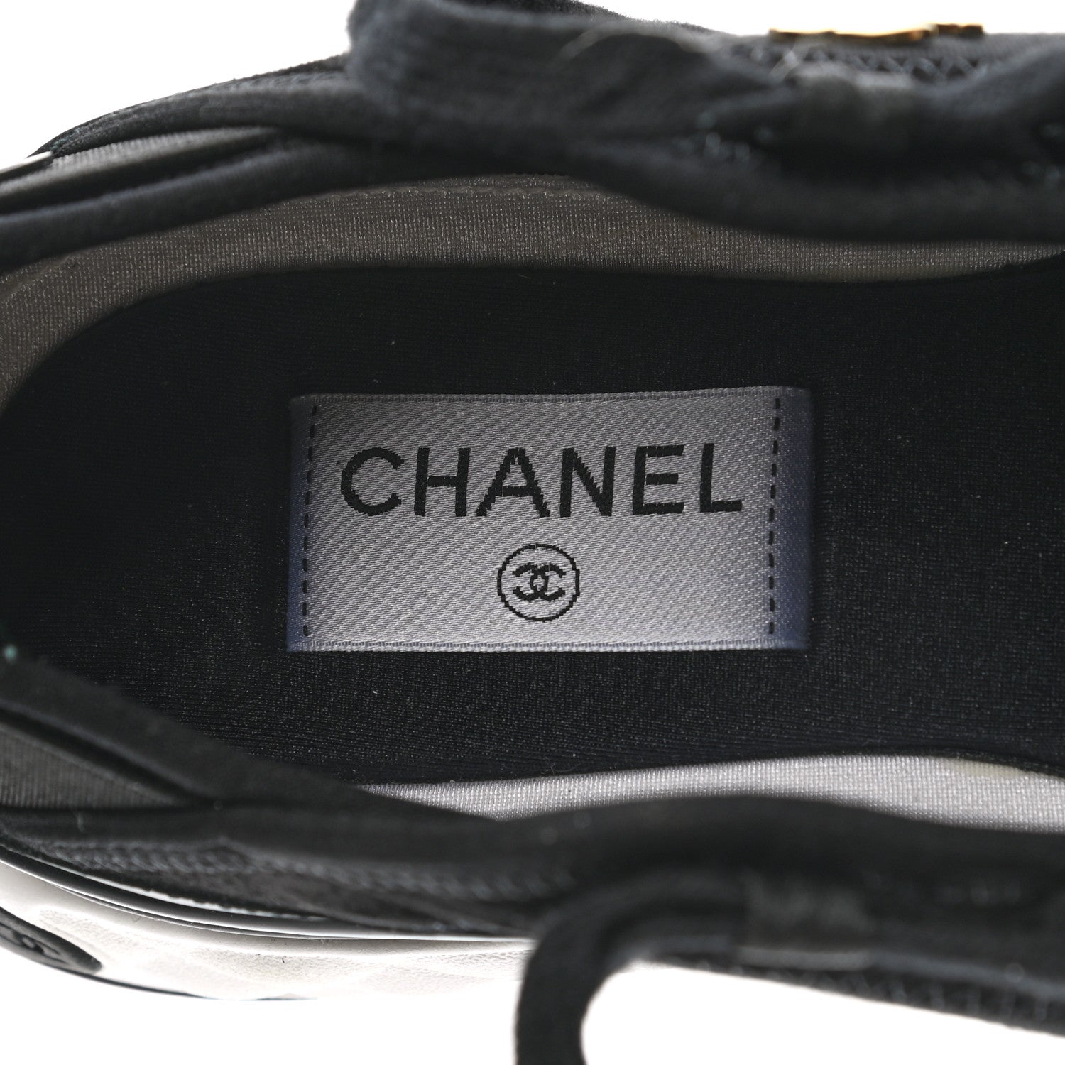 Chanel Velvet Calfskin Mixed Fibers CC Sneakers 39.5 Black 7 of 8