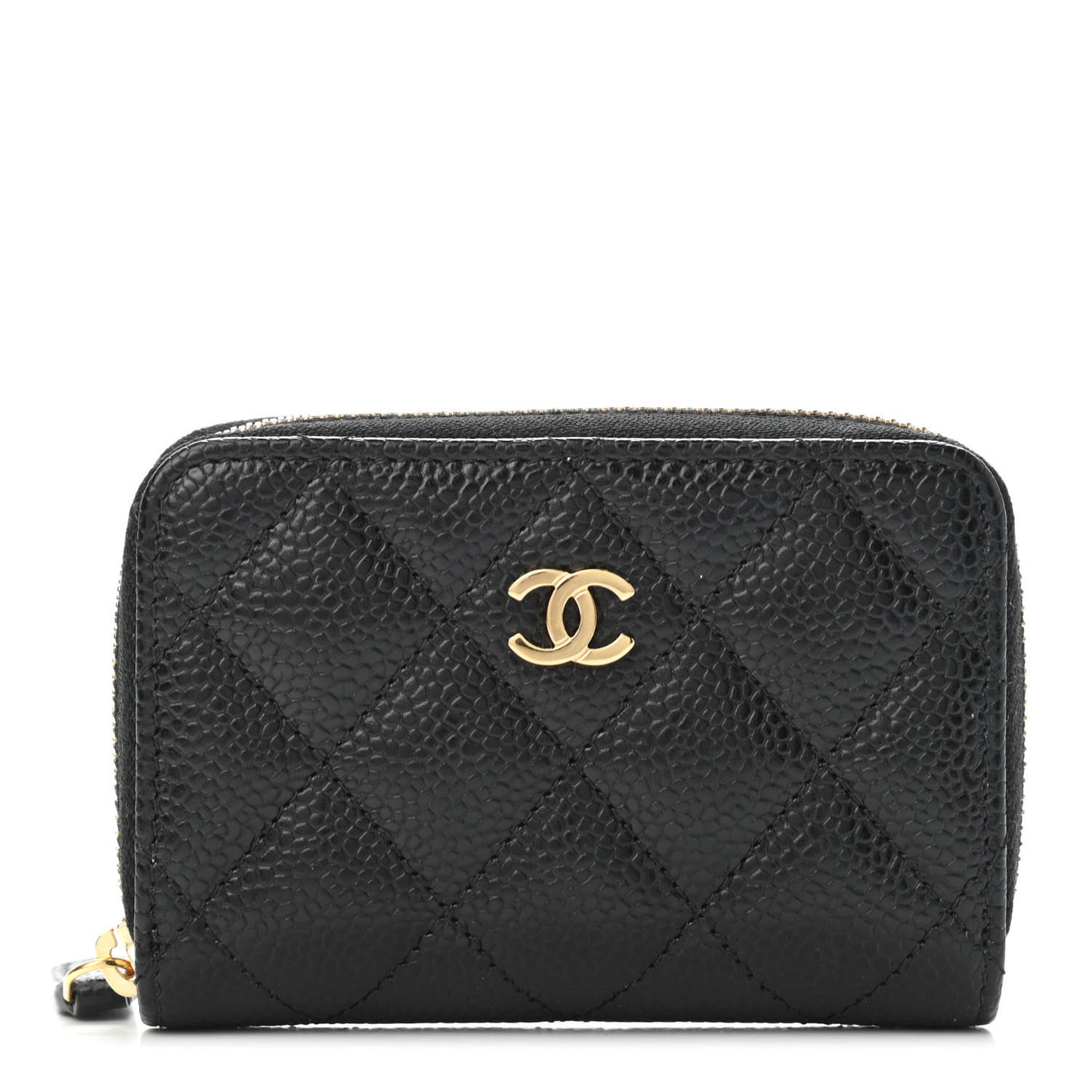 Caviar Quilted Zip Coin Purse Black