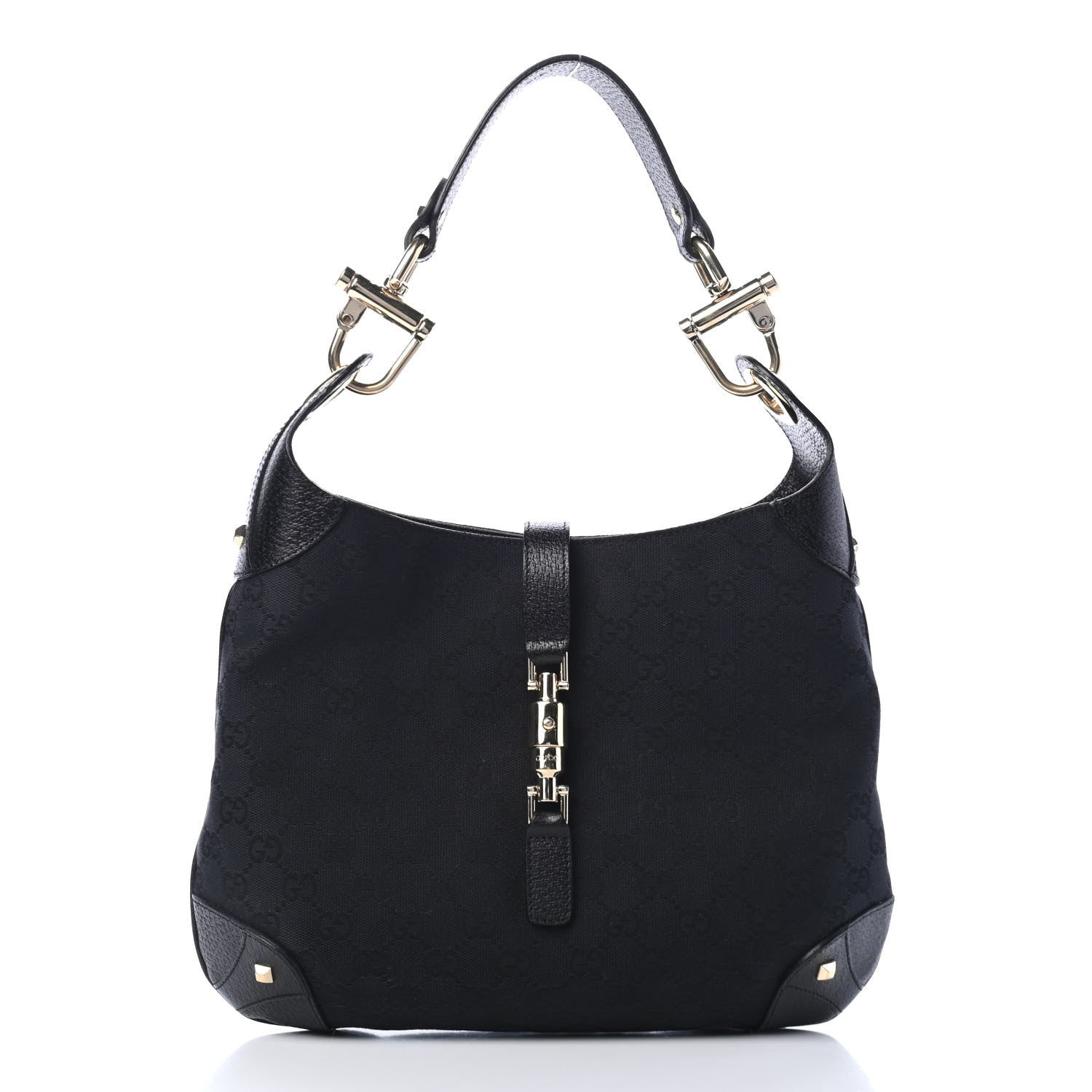 Gucci Monogram Piston Lock Jackie O Hobo Black 1 of 4