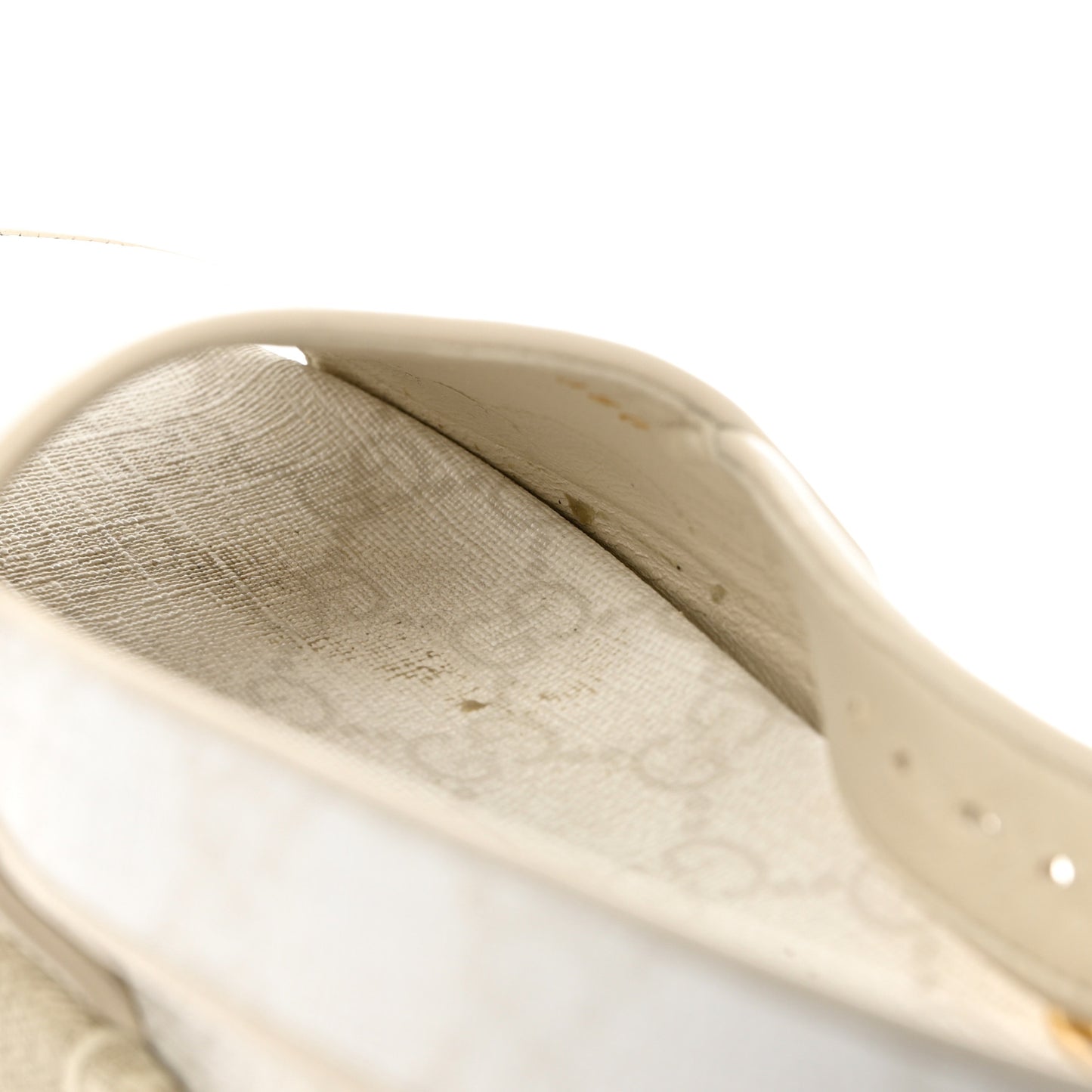 GG Supreme Monogram Granada Kid Angelina Platform 35mm Slingback Sandals 39 White Mystic White