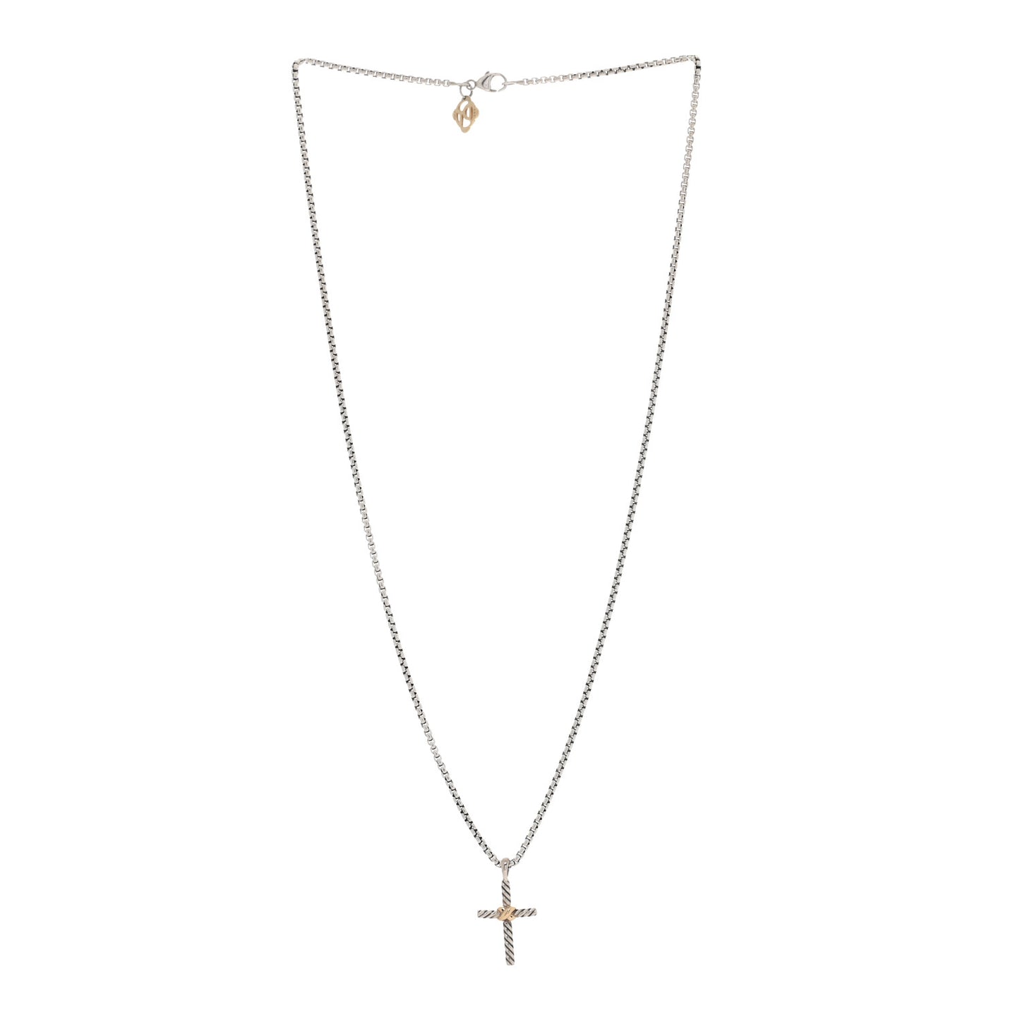 Sterling Silver 14K Yellow Gold Petite X Cross Pendant Necklace