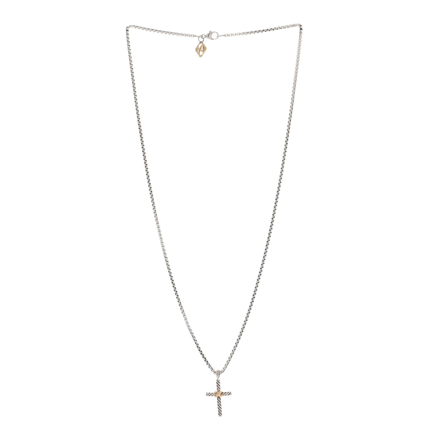 David Yurman Sterling Silver 14K Yellow Gold Petite X Cross Pendant Necklace 3 of 5