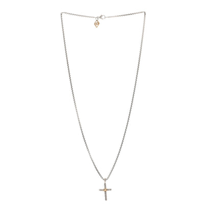 David Yurman Sterling Silver 14K Yellow Gold Petite X Cross Pendant Necklace 3 of 5