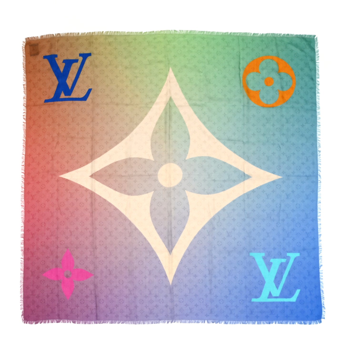 Wool Monogram Glory LV Shawl Bleu