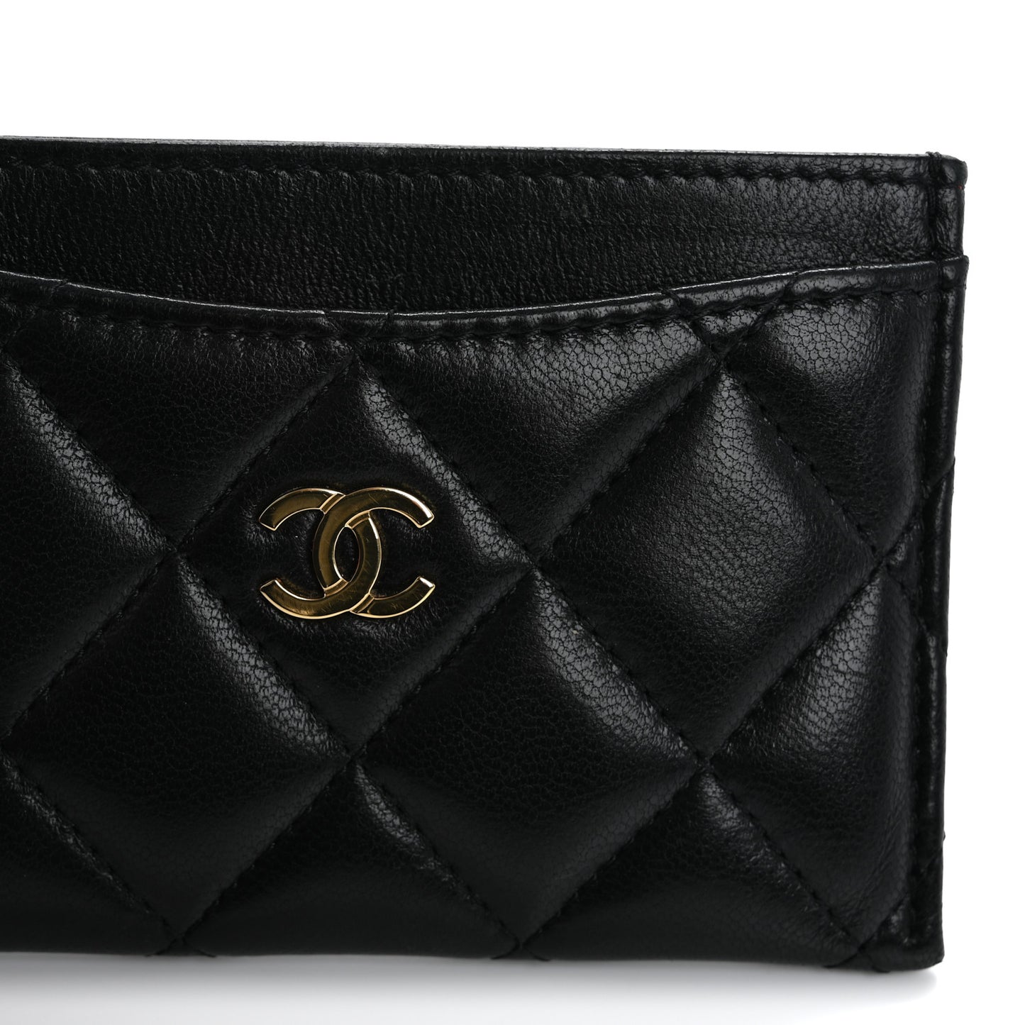 Lambskin Quilted Card Holder Black