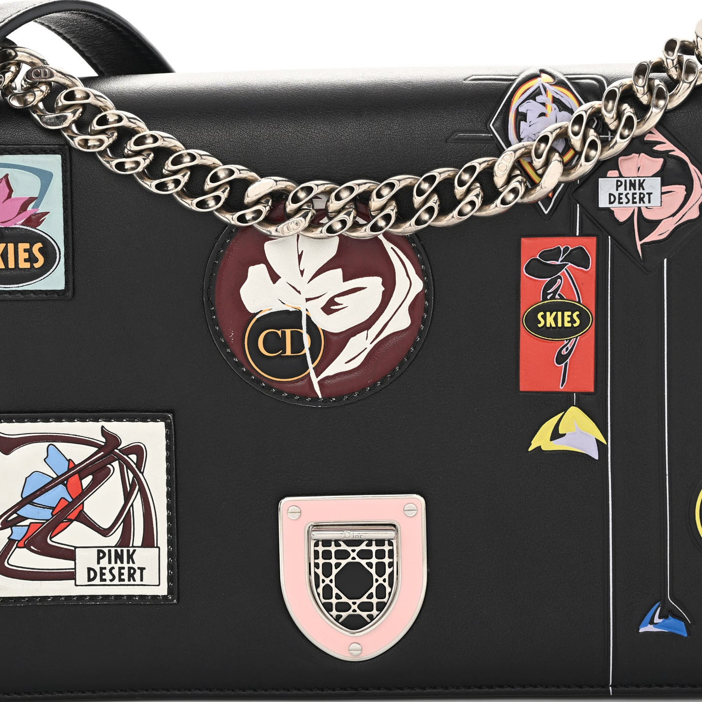 Calfskin Paradise Diorama Flap Bag Black