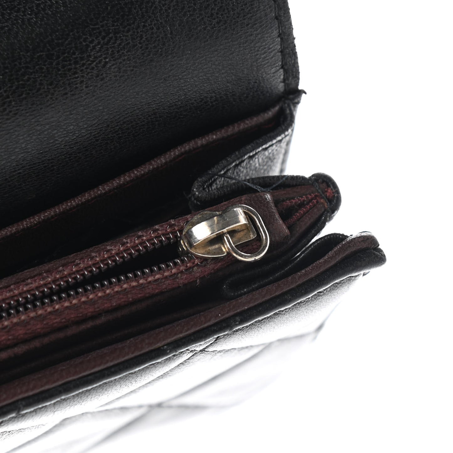 Lambskin Quilted Large Gusset Flap Wallet Black