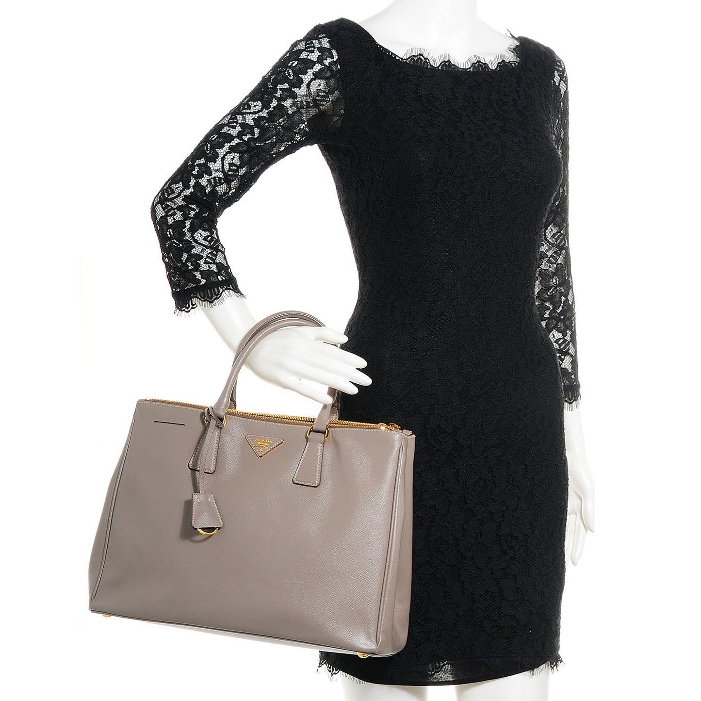 Saffiano Lux Large Double Zip Tote Argilla