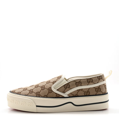 Gucci GG Monogram Womens 1977 Tennis Slip On 30mm Sneakers 38.5 Beige Ebony Mystic White 1 of 9