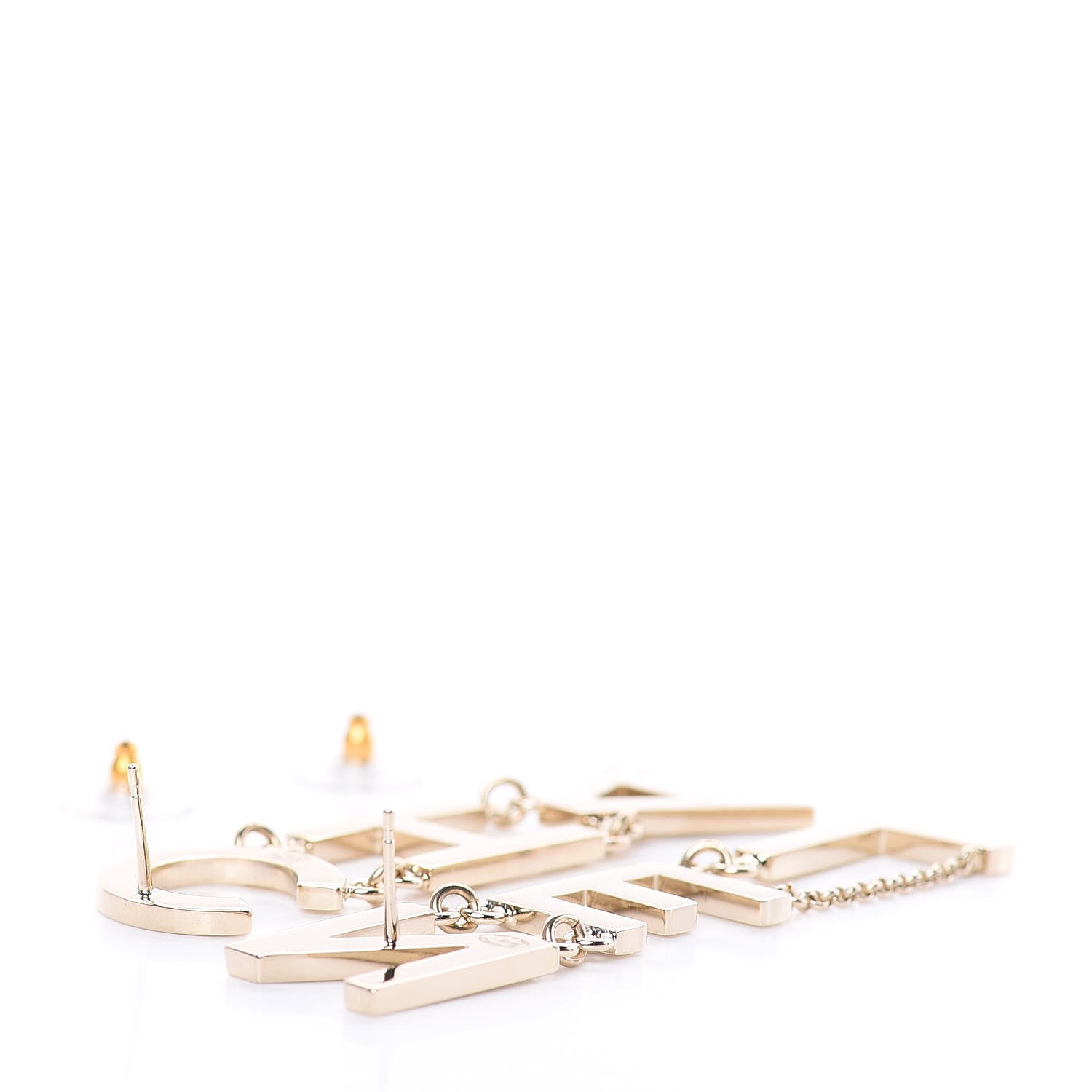 Chanel Metal Cha-Nel Logo Drop Earrings Gold 4 of 5