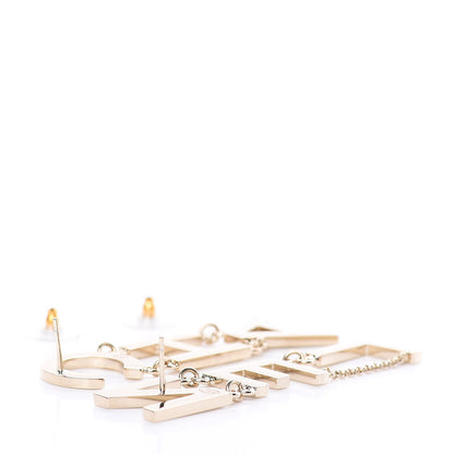 Chanel Metal Cha-Nel Logo Drop Earrings Gold 4 of 5