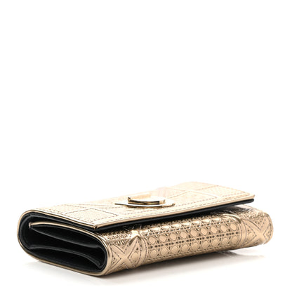 Christian Dior Metallic Patent Micro-Cannage Diorama Elancee Wallet Gold 4 of 10