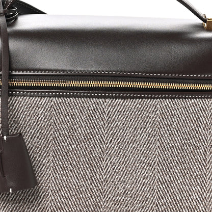Loro Piana Calfskin Merino Wool Extra Bag L27 Natural Brown Dark Chocolate Licorice Sun Gold 7 of 10