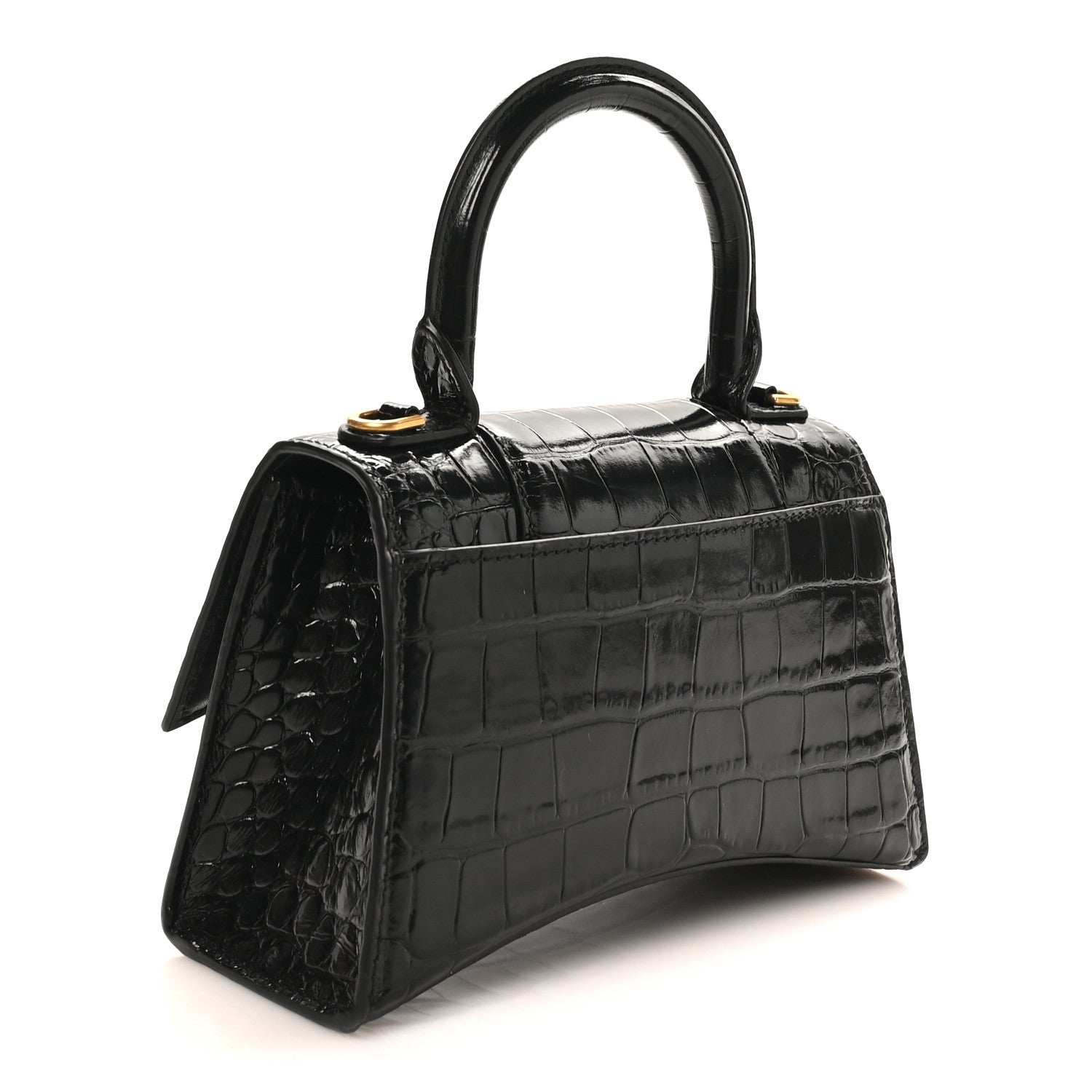 【ハンコック】【レア】BALENCIAGA ロゴニット　Sサイズ Balenciaga Shiny Calfskin Crocodile Embossed Hourglass Top Handle