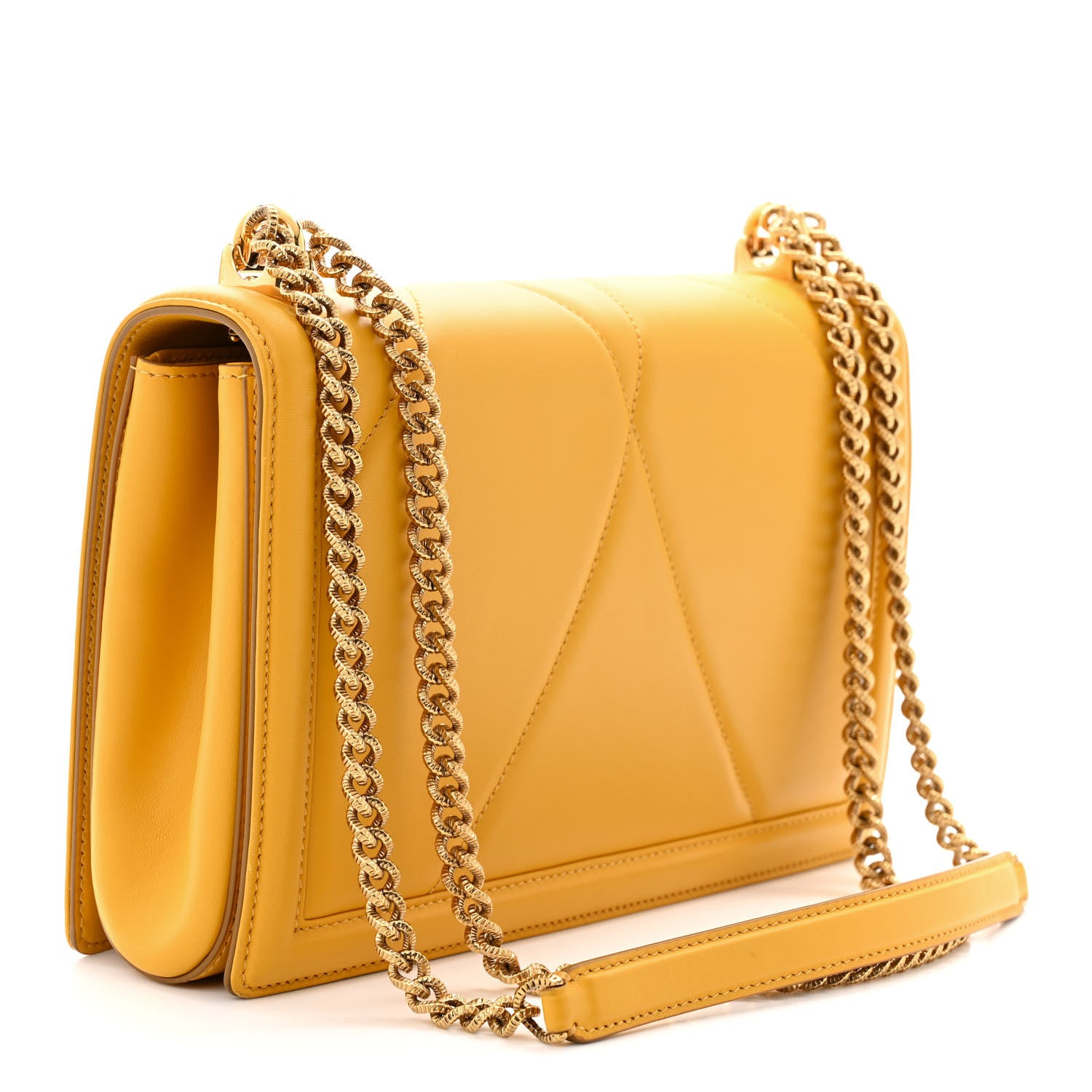 Dolce & Gabbana Calfskin Large Devotion Crossbody Bag Yellow 3 of 10