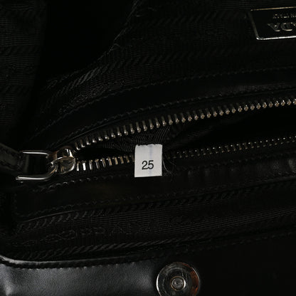 Prada Tessuto Nylon Calfskin Frame Satchel Black 8 of 17