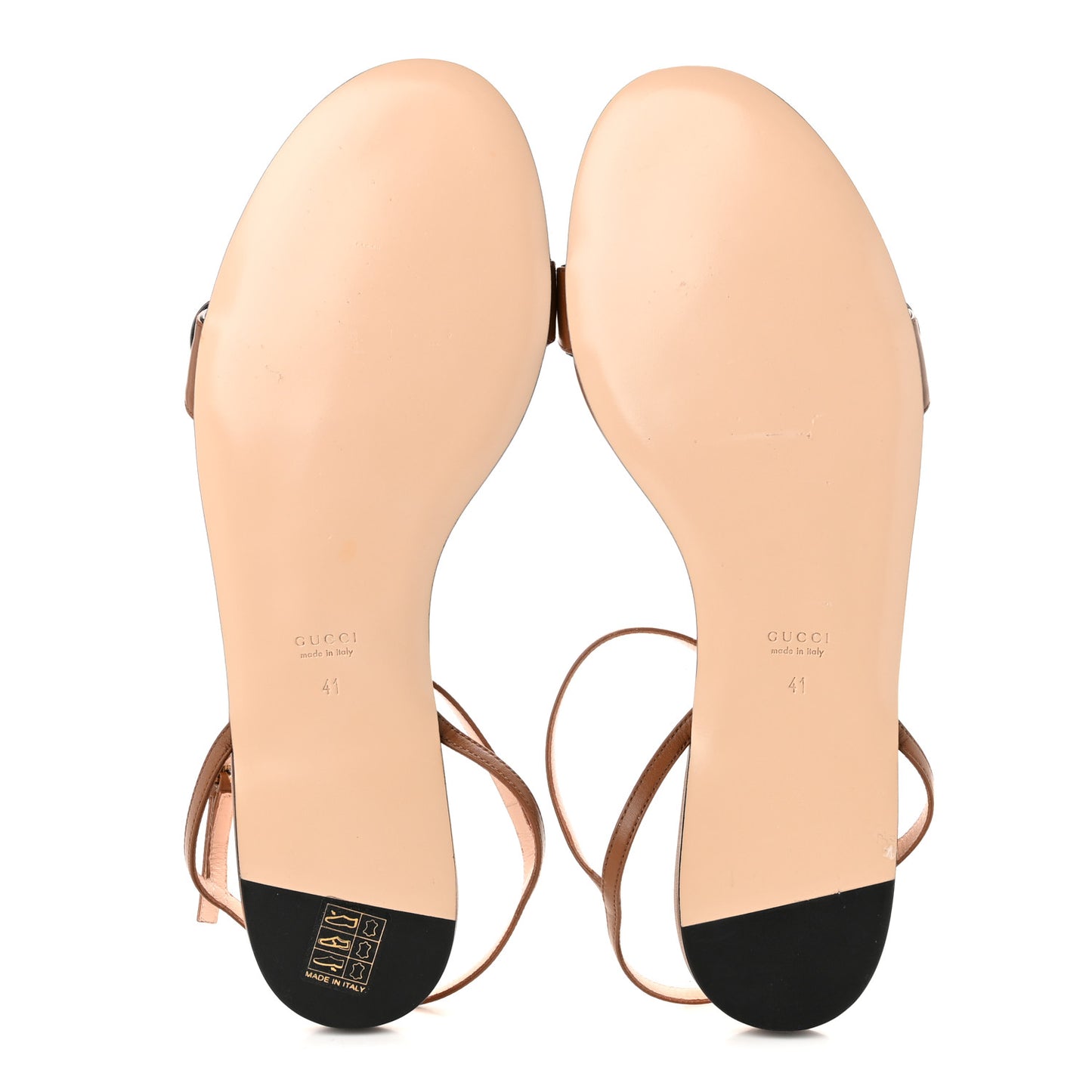 Lifford Calfskin GG Marmont Ankle Wrap Flat Sandals 41 Cognac