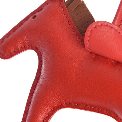 Hermes Milo Lambskin Grigri Rodeo Horse Bag Charm PM Rouge Indien Gold Bougainvillea 4 of 6