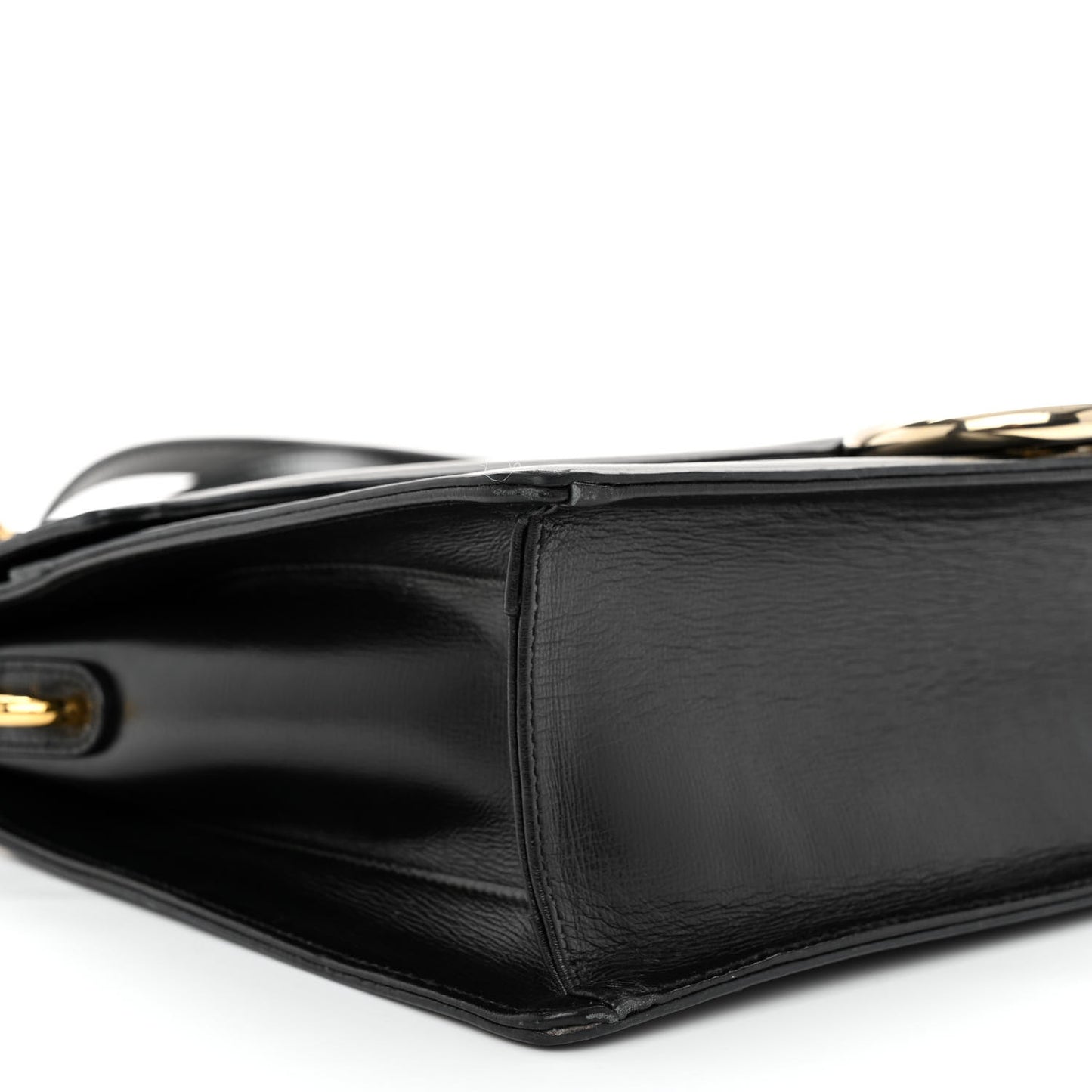 Textured Calfskin Medium Torchon GG Ring Shoulder Bag Black