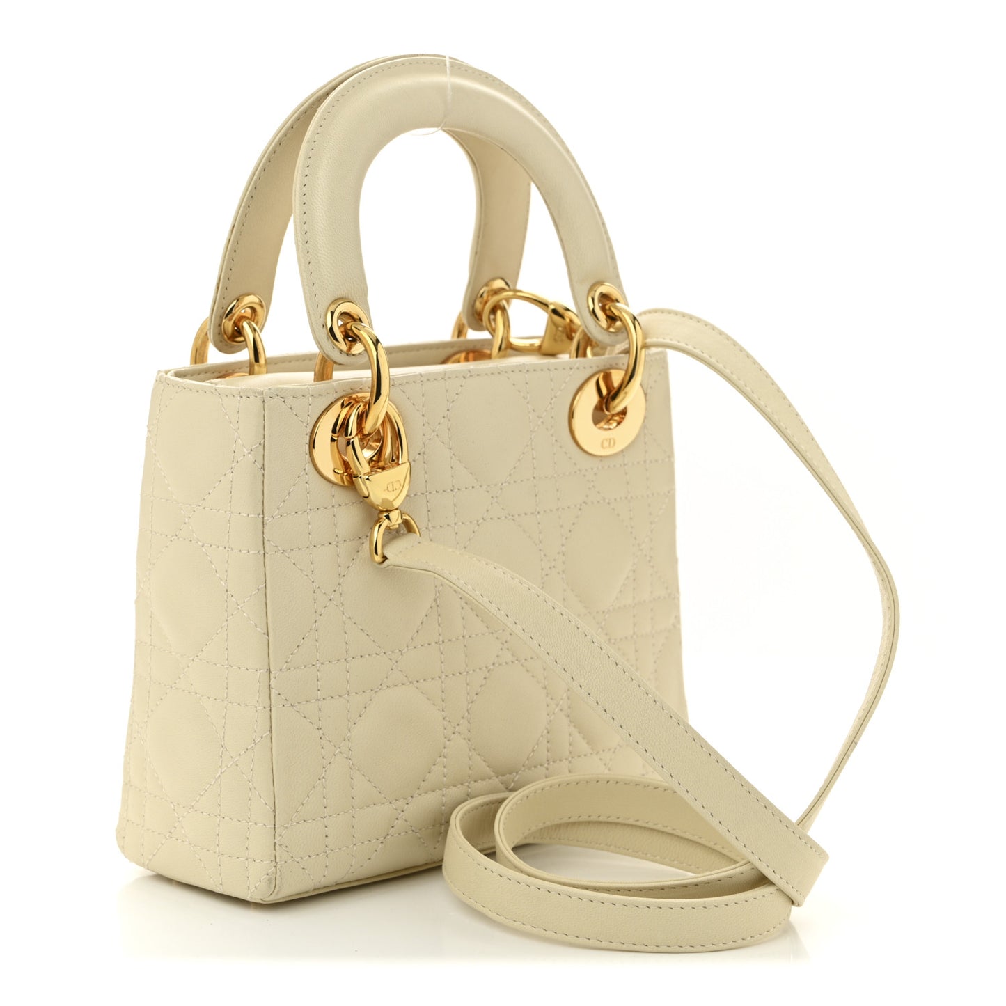 Lambskin Cannage Mini Lady Dior White