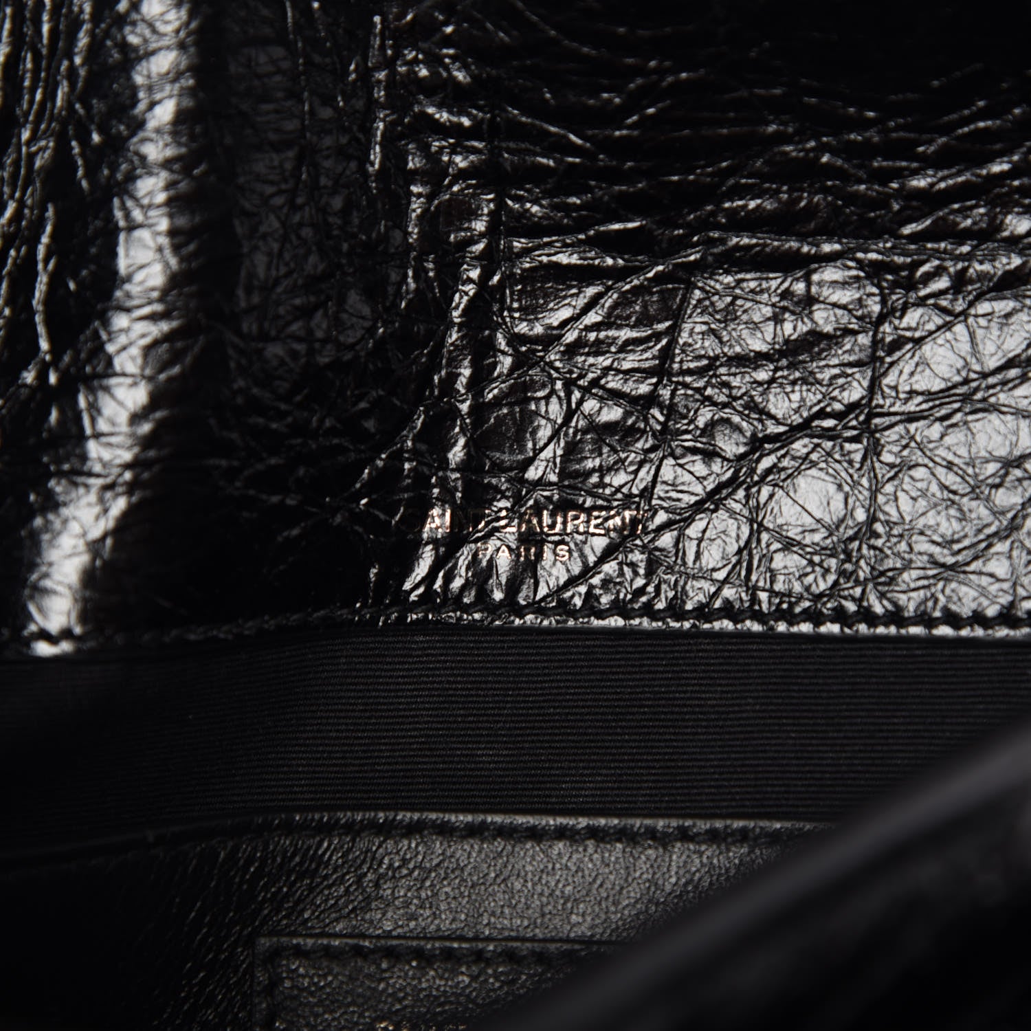 Saint Laurent Crinkled Calfskin Matelasse Monogram Baby Niki Chain Satchel Black 9 of 9