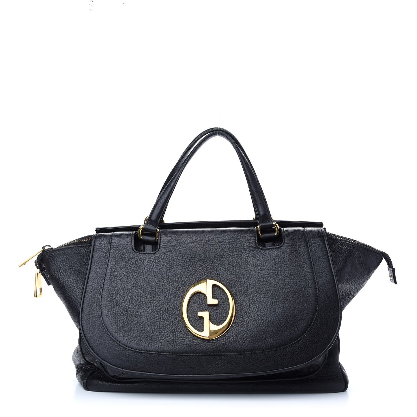 Pebbled Calfskin Medium 1973 Top Handle Satchel Black