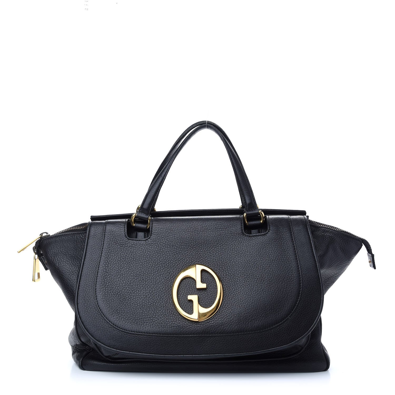 Gucci Pebbled Calfskin Medium 1973 Top Handle Satchel Black 1 of 11
