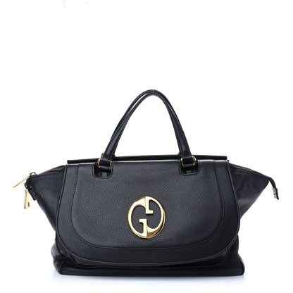 Gucci Pebbled Calfskin Medium 1973 Top Handle Satchel Black 1 of 11