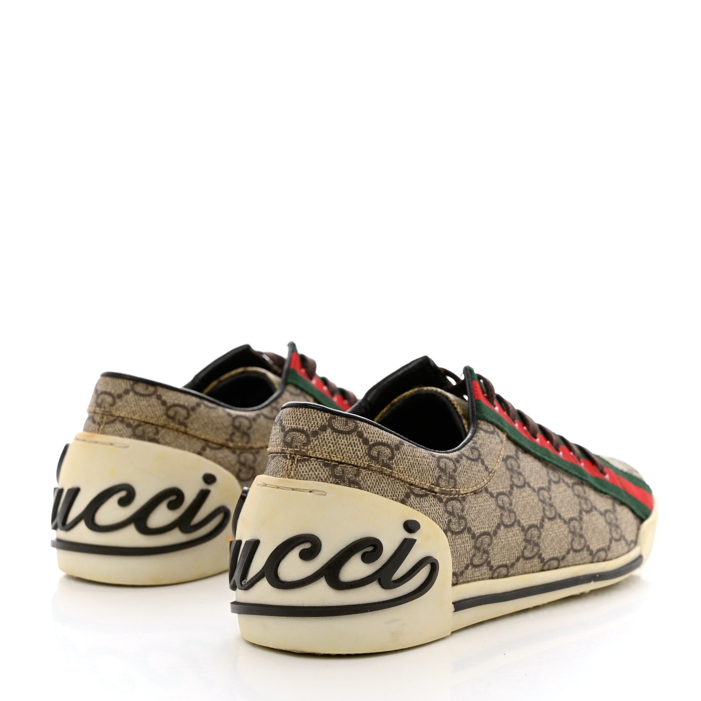 GG Monogram Web Womens Script Sneakers 38.5 Brown