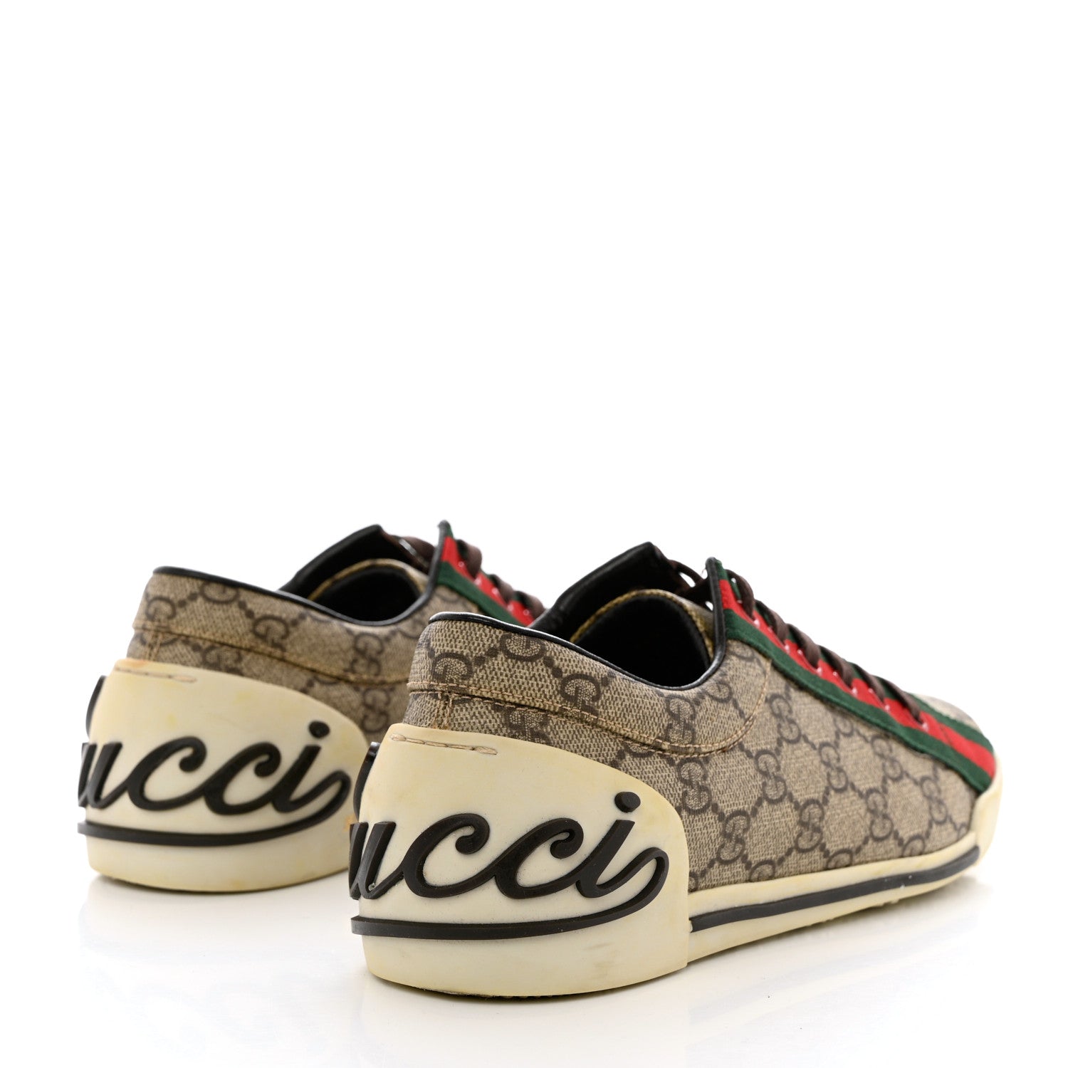 Gucci GG Monogram Web Womens Script Sneakers 38.5 Brown 4 of 13