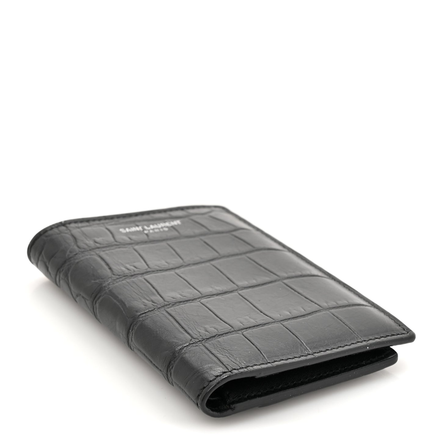 Crocodile Embossed Bi-Fold Wallet Black