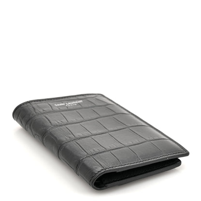 Saint Laurent Crocodile Embossed Bi-Fold Wallet Black 4 of 9
