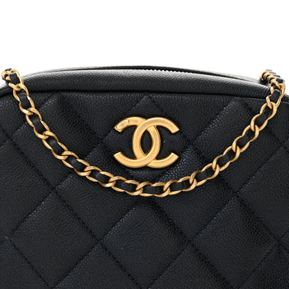 Chanel Shiny Caviar Quilted Chain Melody Camera Bag Dark Blue 8 of 11