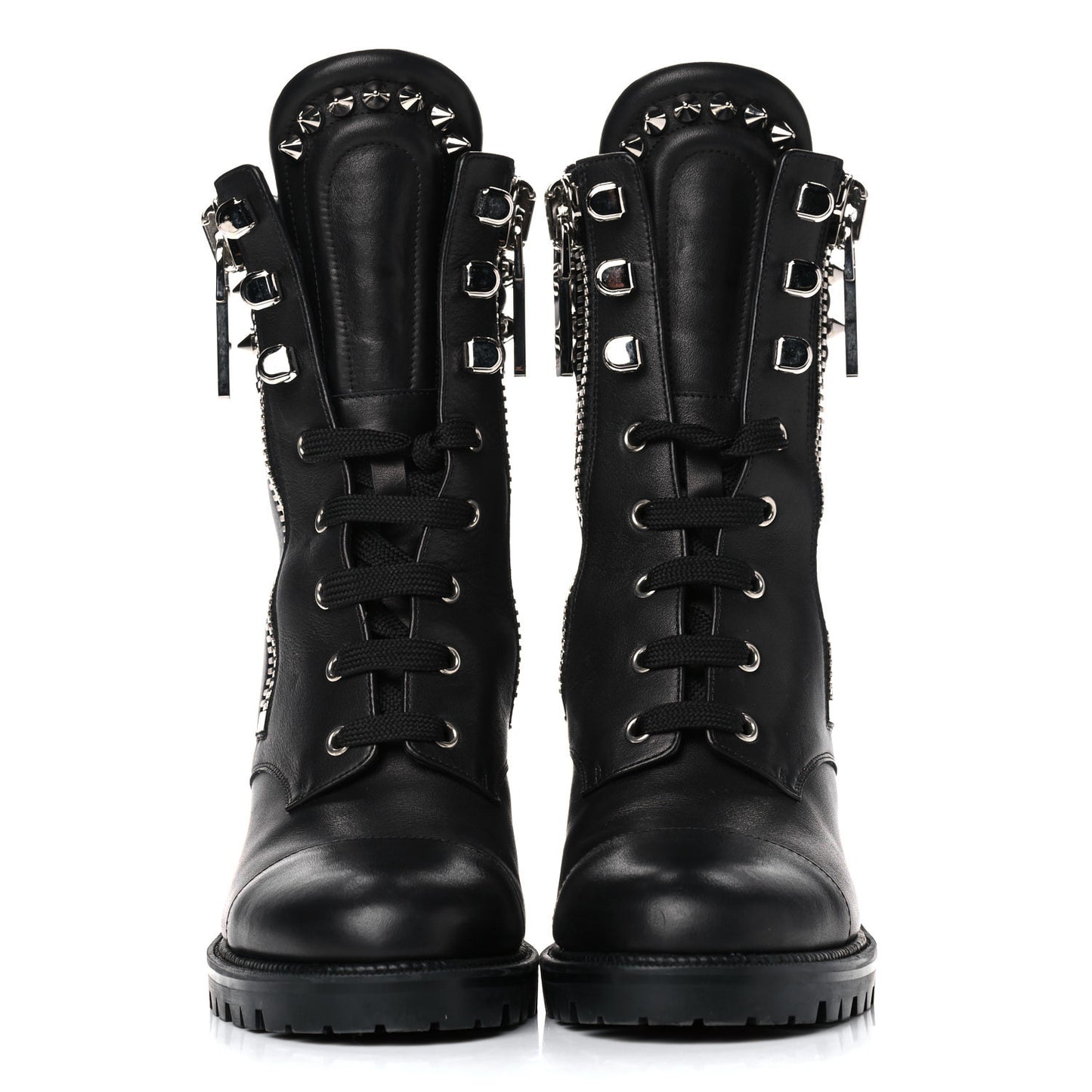 Calfskin Winter Spikes 70 Combat Boots 39.5 Black