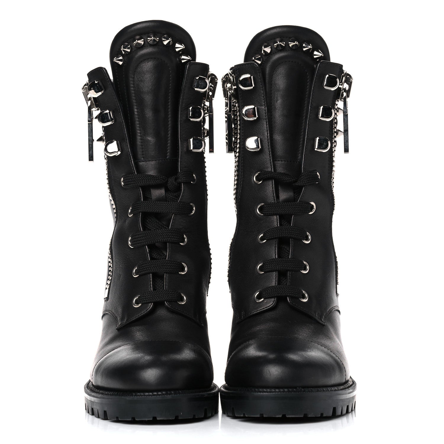 Christian Louboutin Calfskin Winter Spikes 70 Combat Boots 39.5 Black 2 of 15