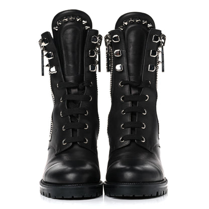 Christian Louboutin Calfskin Winter Spikes 70 Combat Boots 39.5 Black 2 of 15