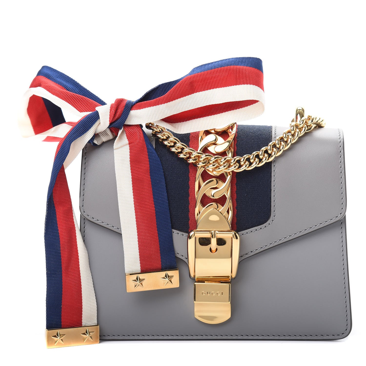 Gucci Calfskin Mini Sylvie Chain Shoulder Bag Deep Grey 1 of 10