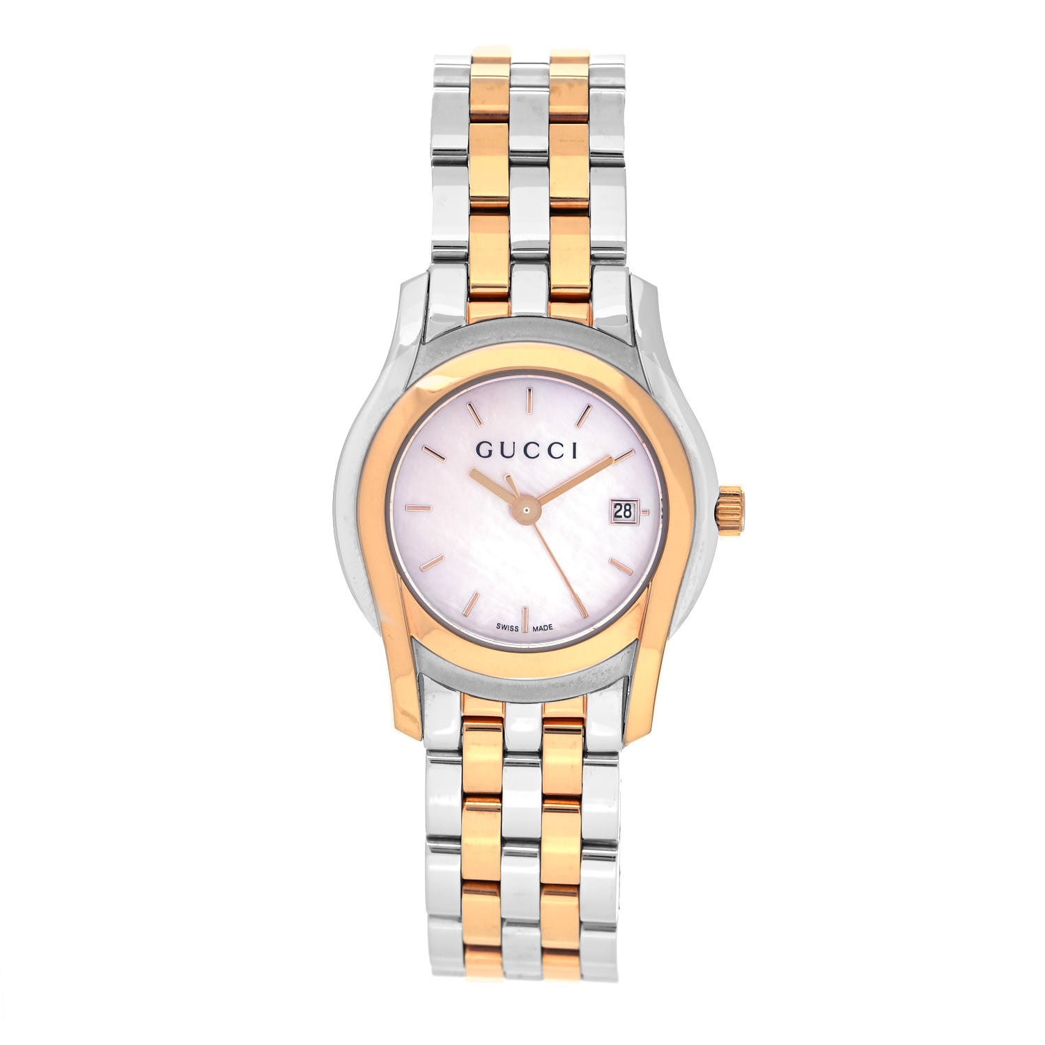 Gucci Stainless Steel Mother of Pearl 27mm 5500L Two Tone Quartz Watch 1 of 4