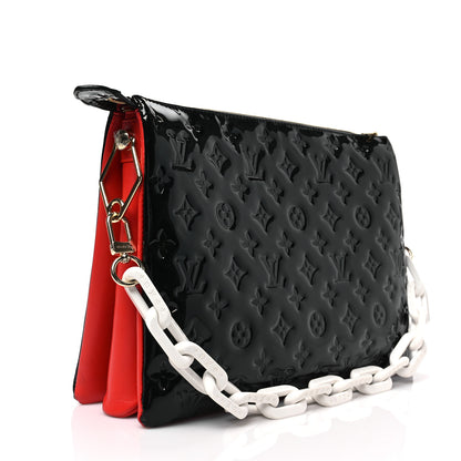 Louis Vuitton Patent Embossed Monogram Lambskin Coussin MM Black Red 3 of 7