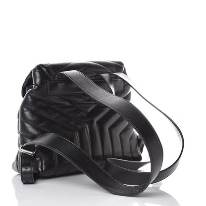 Saint Laurent Calfskin Y Quilted Monogram Small Loulou Backpack Black 3 of 8