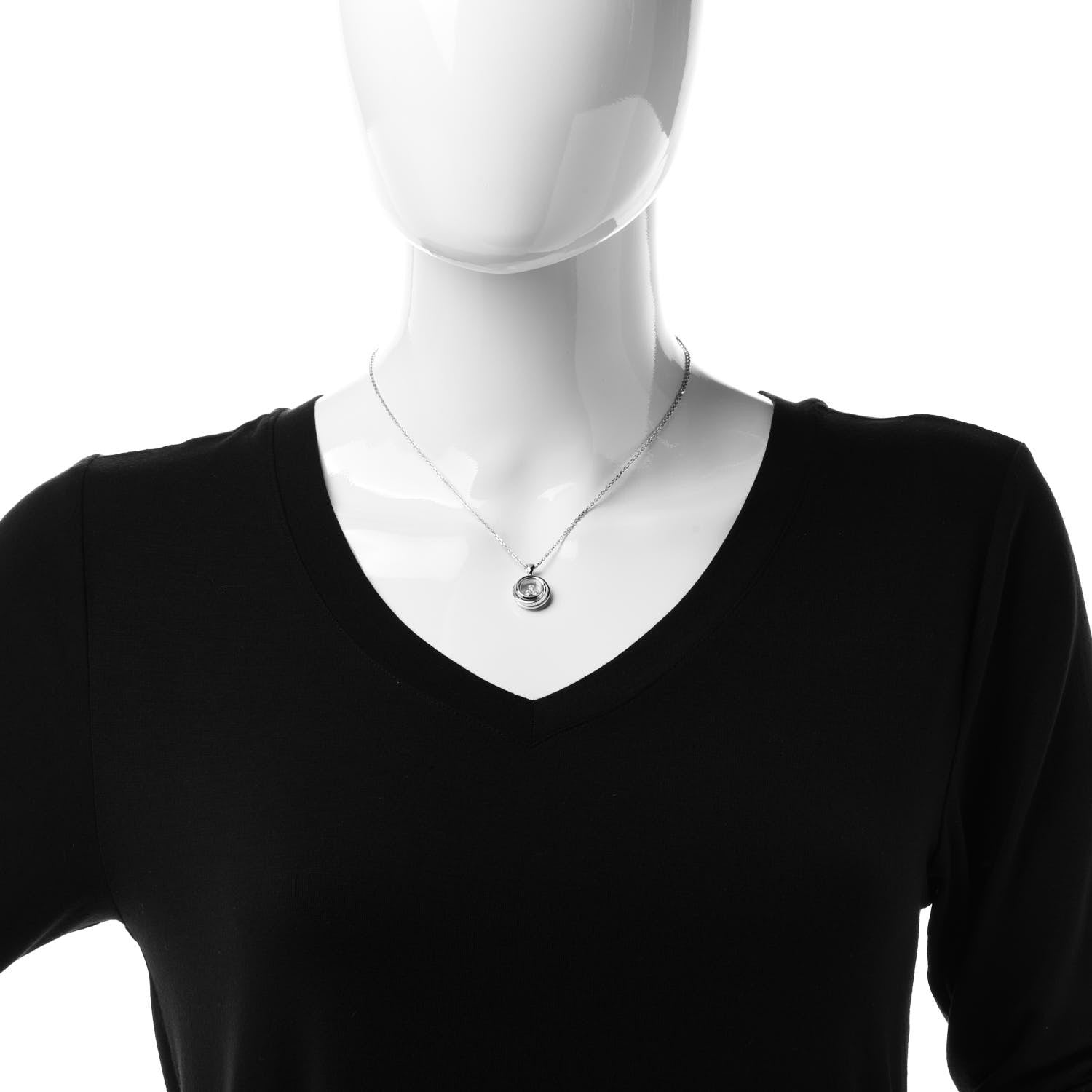 Chopard 18K White Gold Diamond Happy Emotions Pendant Necklace 2 of 7