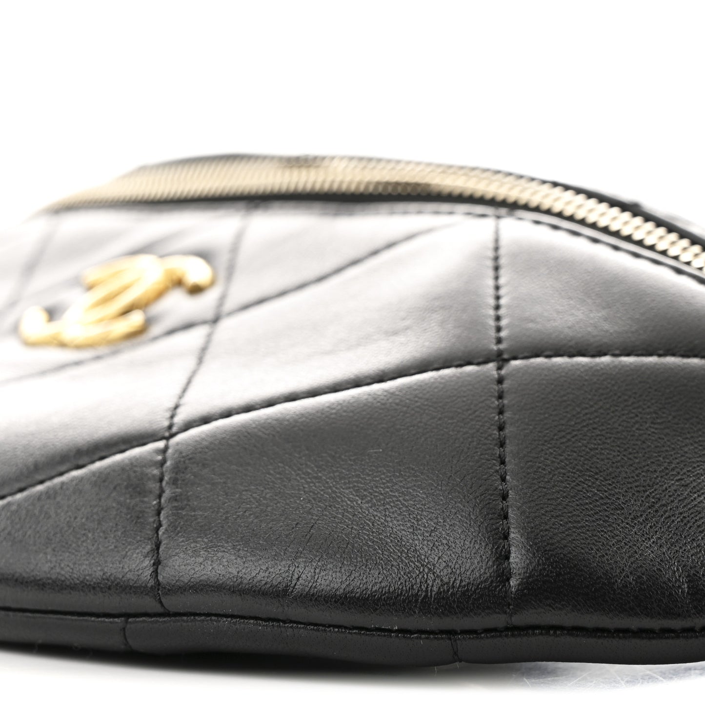 Lambskin Enamel Quilted Waist Bag Black