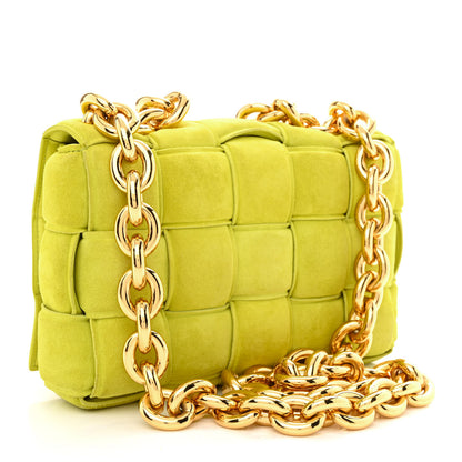 Bottega Veneta Suede Maxi Intrecciato Padded Chain Cassette Crossbody Bag Kiwi 3 of 9